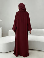 [Size UP for Regular Fit] Women's Spring/Summer Elegant Lace Patchwork Robe Dress 2pcs Set, Women's Elegant Outfit - Burgundy