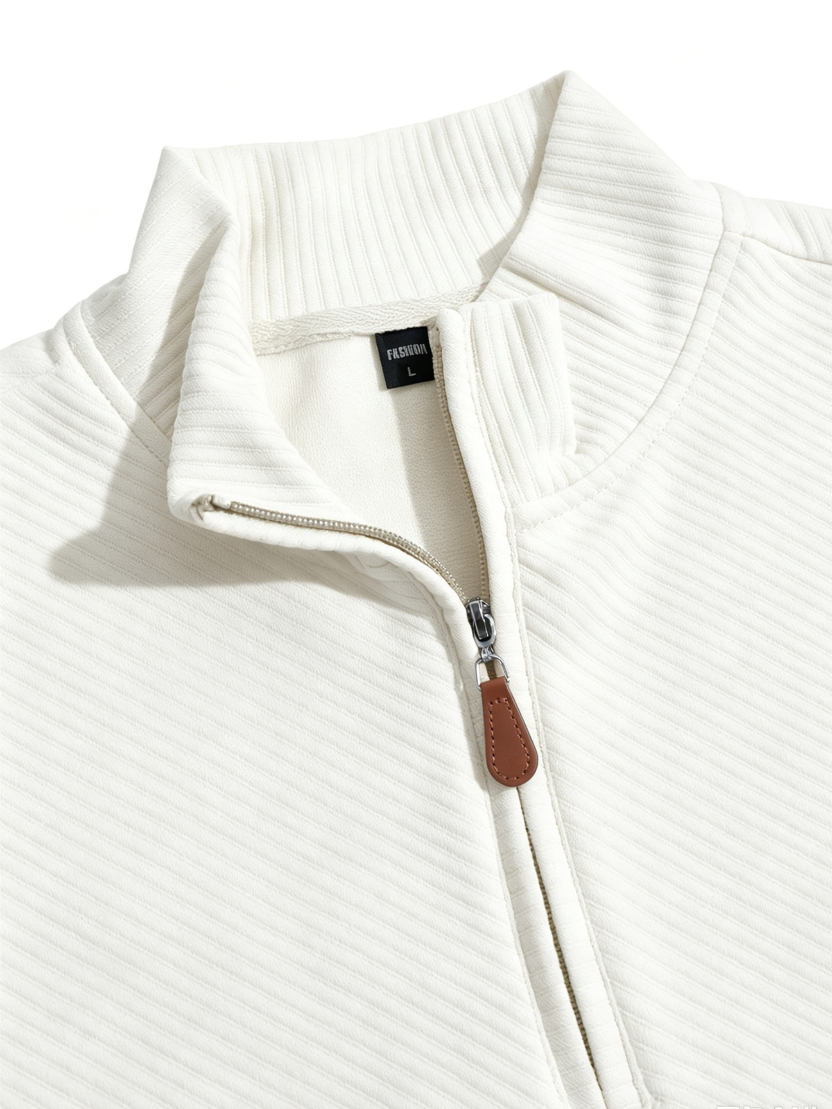 BOWZ Men's Casual Top, Solid Color Stand Collar Sweatshirt, Half-Zip Design, Warm Knit Henley Shirt, Skin-Friendly and Sweat-Absorbent, Simple, Casual, Fashionable, and Versatile, Men's Autumn/Winter Long-Sleeve Top, Suitable for Daily Leisure - White