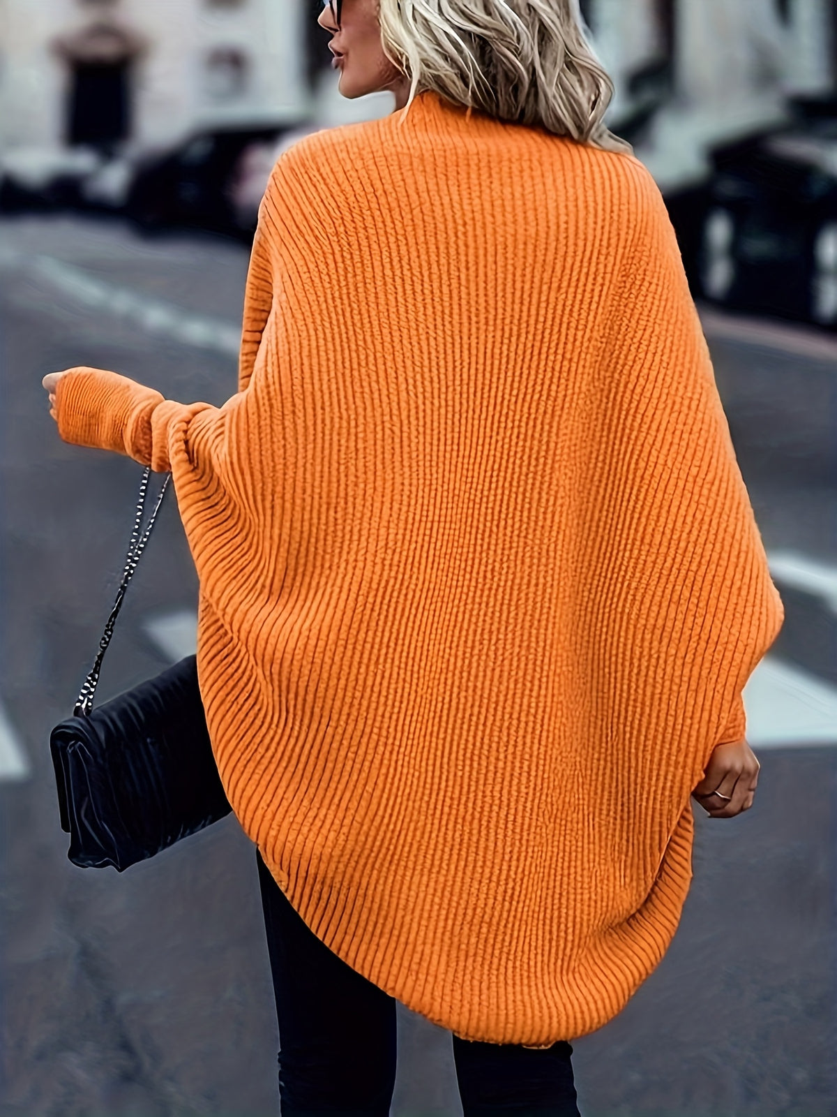 New Autumn And Winter Collection of Popular Casual Fashion Loose And Easy Versatile Elegant Retro Long-Sleeve Shawl Women'S Cardigan Top - Orange