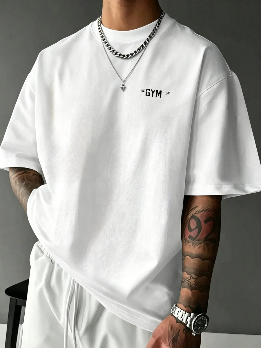 Men'S 100% T-Shirt Retro Fitness Muscle Pattern Comfortable Breathable Summer Casual Athletic Top - White