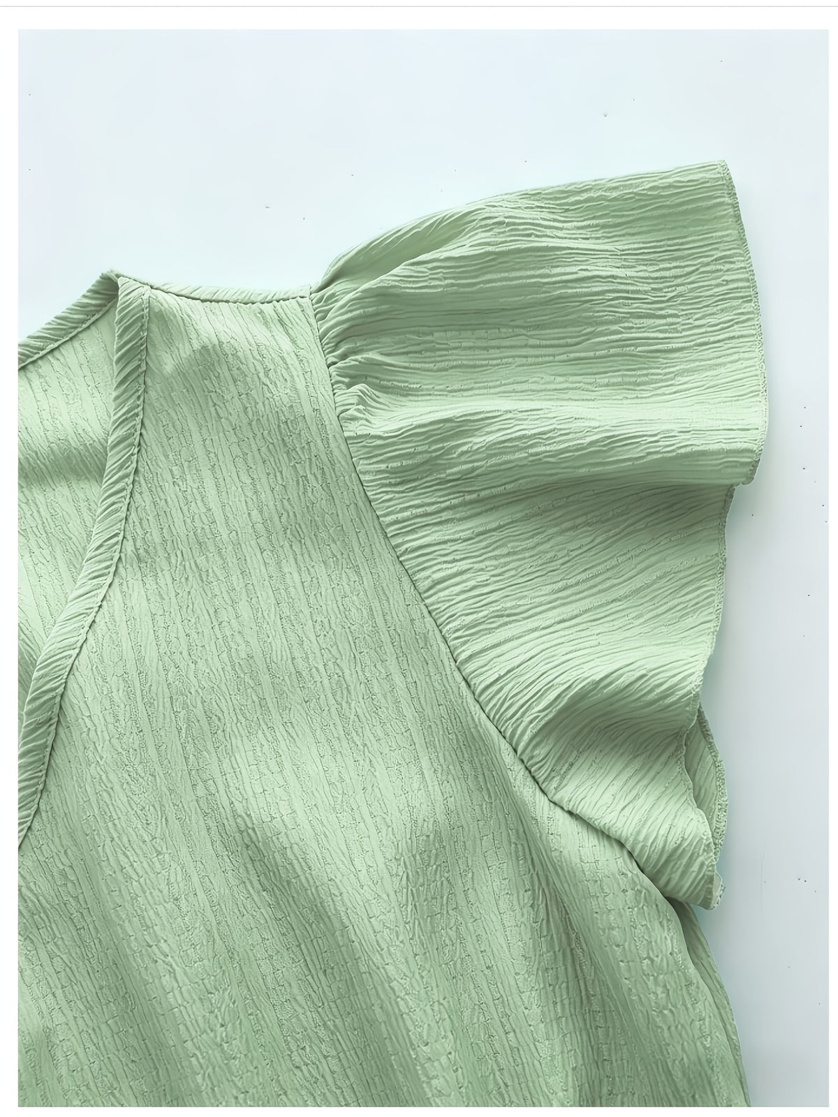 Elegant Exquisite Women'S Mint Green V-Neck Ruffle Short Sleeve Dress Waist Cinched A-Line Flared Maxi Dress Fashion Temperament Piece for Beach Vacation Wedding Party - Green