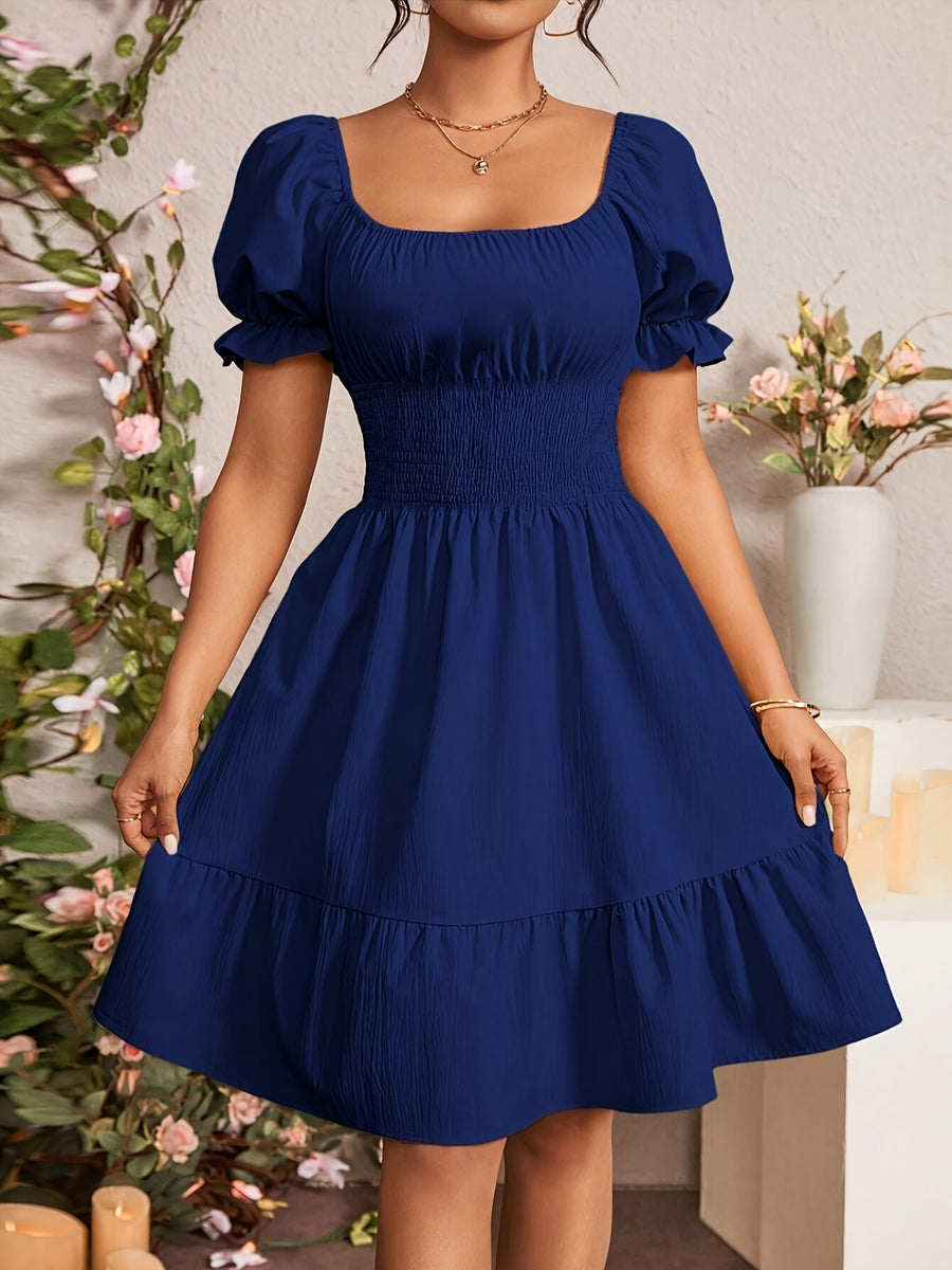 Fashionable Commuter A-Line Dress for Women - Royal Blue