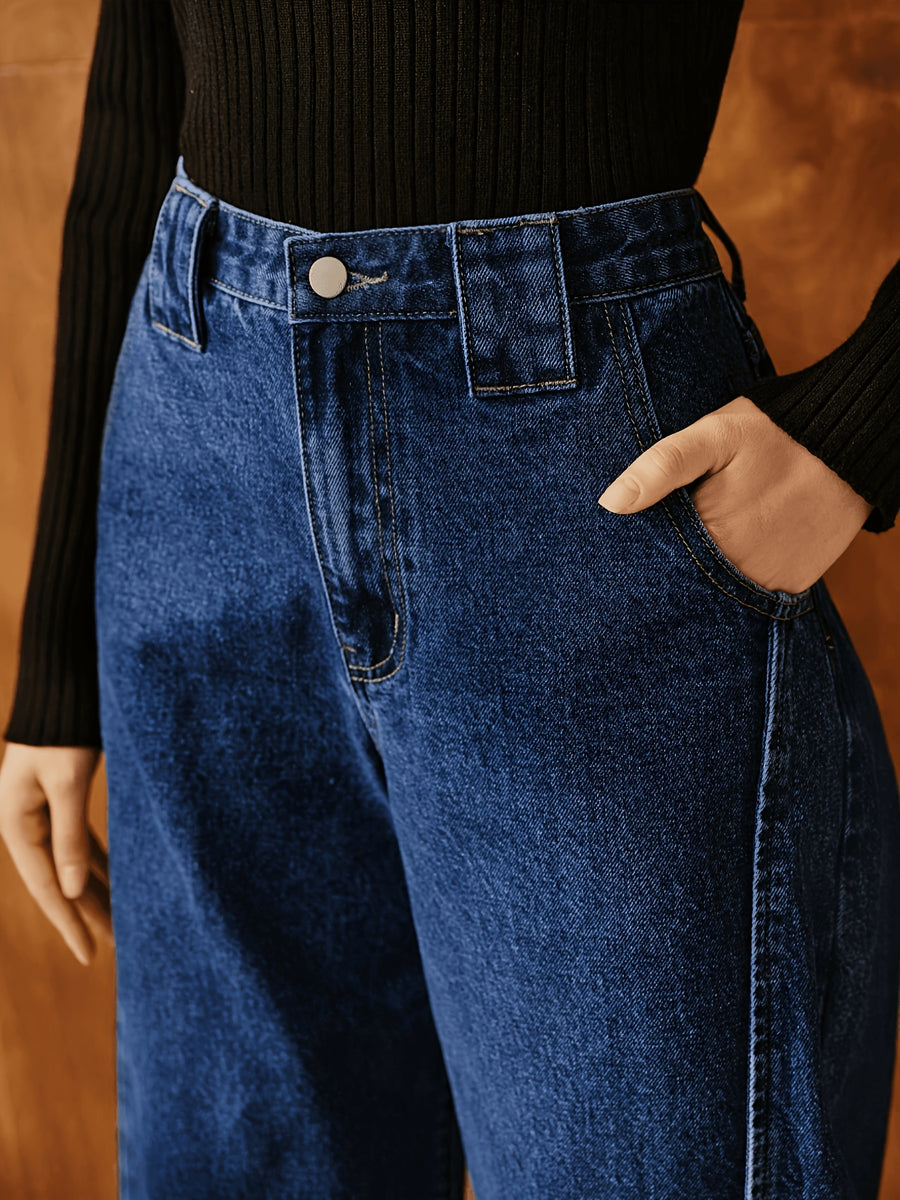 Anewsta Women's New Fashion Blue Flared Pants, Suitable for High-End Occasions Such as Valentine's Day and Mother's Day - Blue