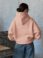 Vintage Slogan and Butterfly Print Long-Sleeve Sweatshirt, Suitable for Daily Casual Wear, Outdoor Picnics, Street Photography, and Use, Applicable for Autumn and Winter Seasons - Pink Color