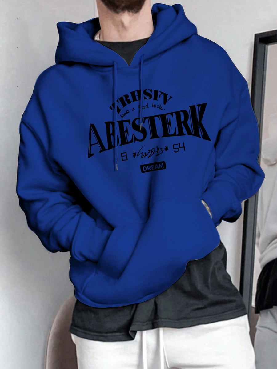 Spring/Autumn Men'S Casual Hooded Sweatshirt Youth Handsome Hoodie - Blue