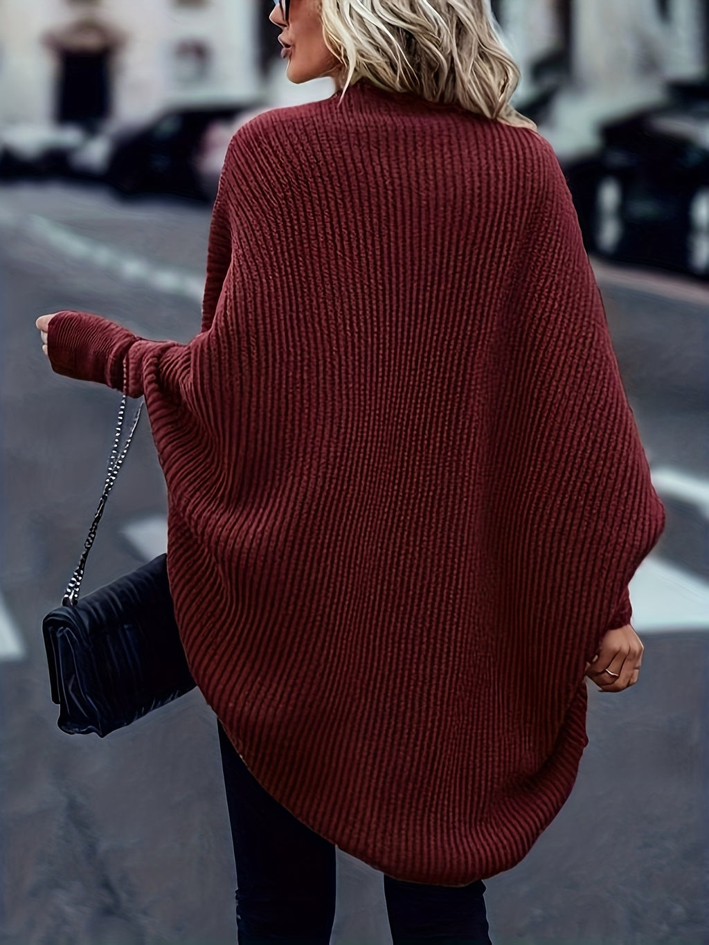 New Autumn And Winter Collection of Popular Casual Fashion Loose And Easy Versatile Elegant Retro Long-Sleeve Shawl Women'S Cardigan Top - Deep Red