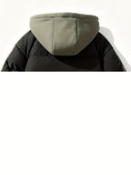 Men'S Autumn Winter New Faux Two-Piece Thickened Hooded Zip-Up Jacket Casual Fashion Outdoor Sports Trendy Coat - fern green