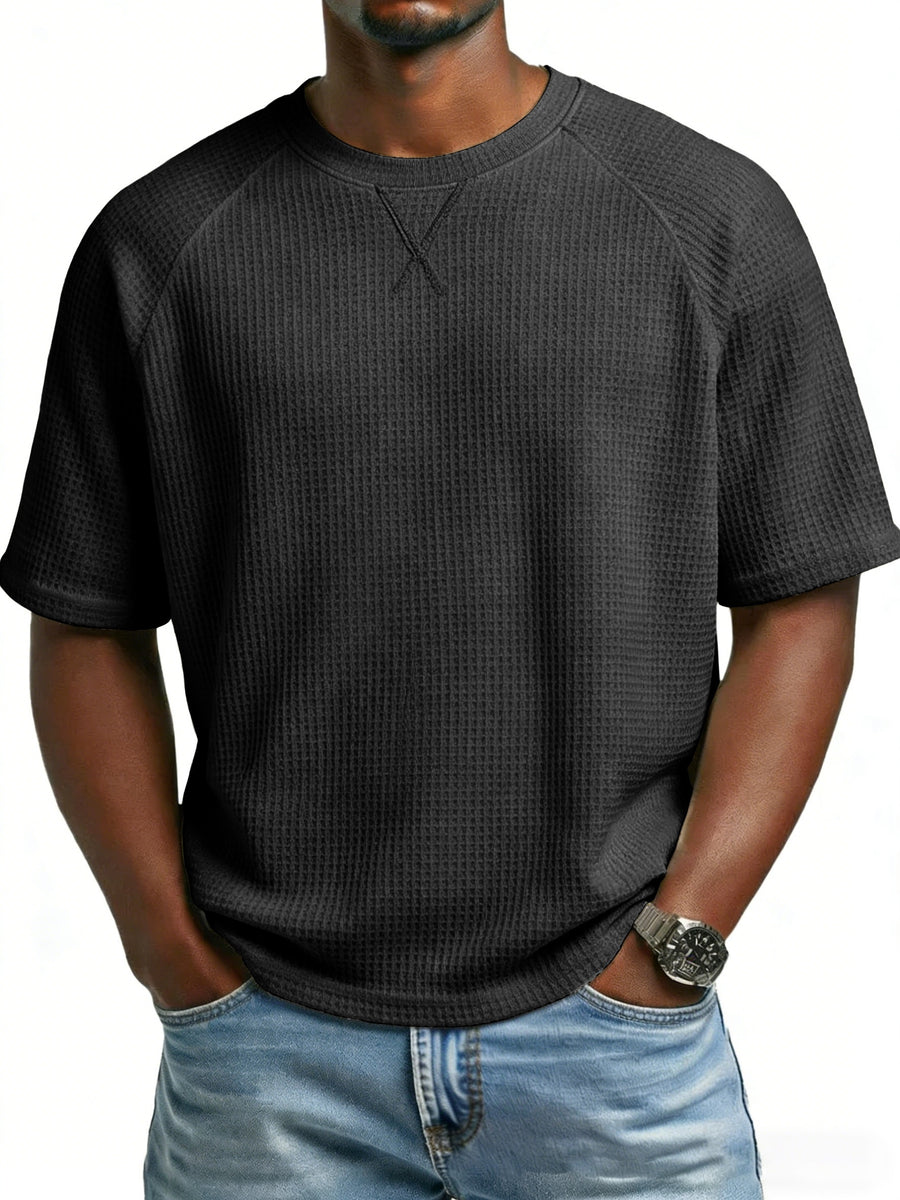 Men'S Summer Easy Fashion Loose Comfortable Breathable Casual Round Neck Short Sleeve T-Shirt - Black