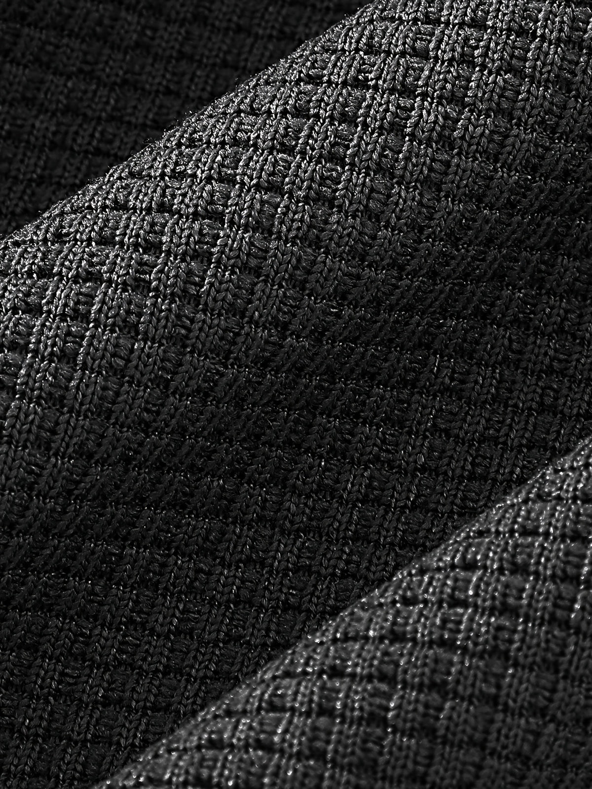 Men'S Long Sleeve T-Shirt Base Layer, New Spring/Autumn Season Faux Two-Piece Design Top, Solid Color Waffle Fabric Textured Pullover, Men'S Fashion Trendy Casual Sports Versatile Knit Sweater - Black