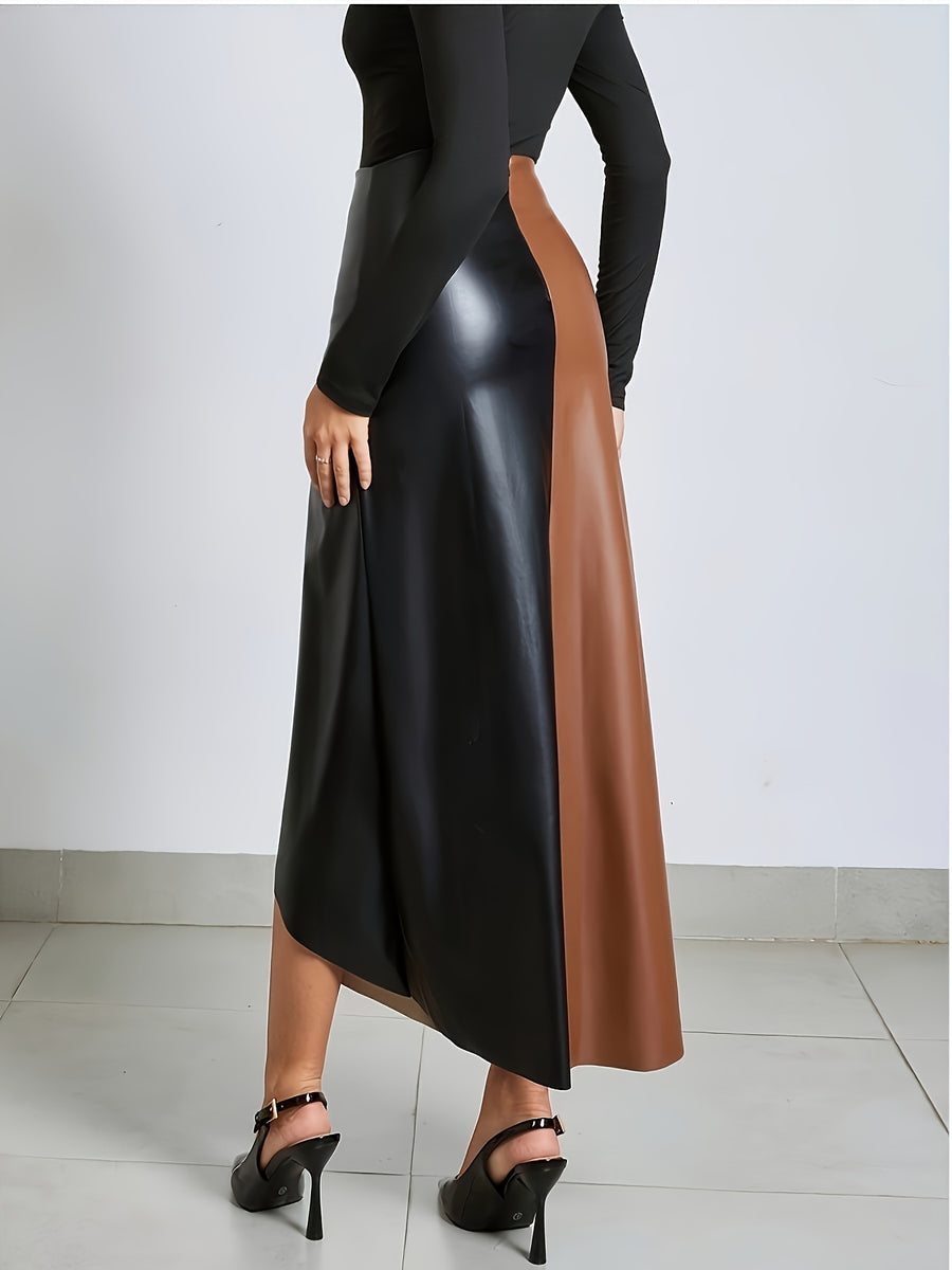 2026 Spring Summer New Arrival Skirt: Irregular Color Block Patchwork, Strong Design Sense, Bodycon Slim Fit Shapes Curves, Minimalist Fashion & Sexy, Y2K Style, Suitable for Casual, & Office Women'S Wear - Colorblock
