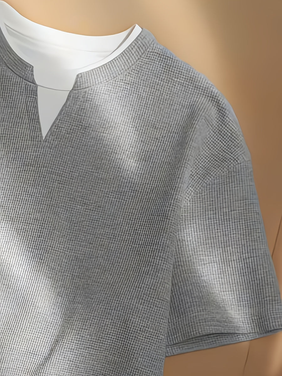 Josh Mei's Selected 2-in-1 Look Casual T-shirt - Grey
