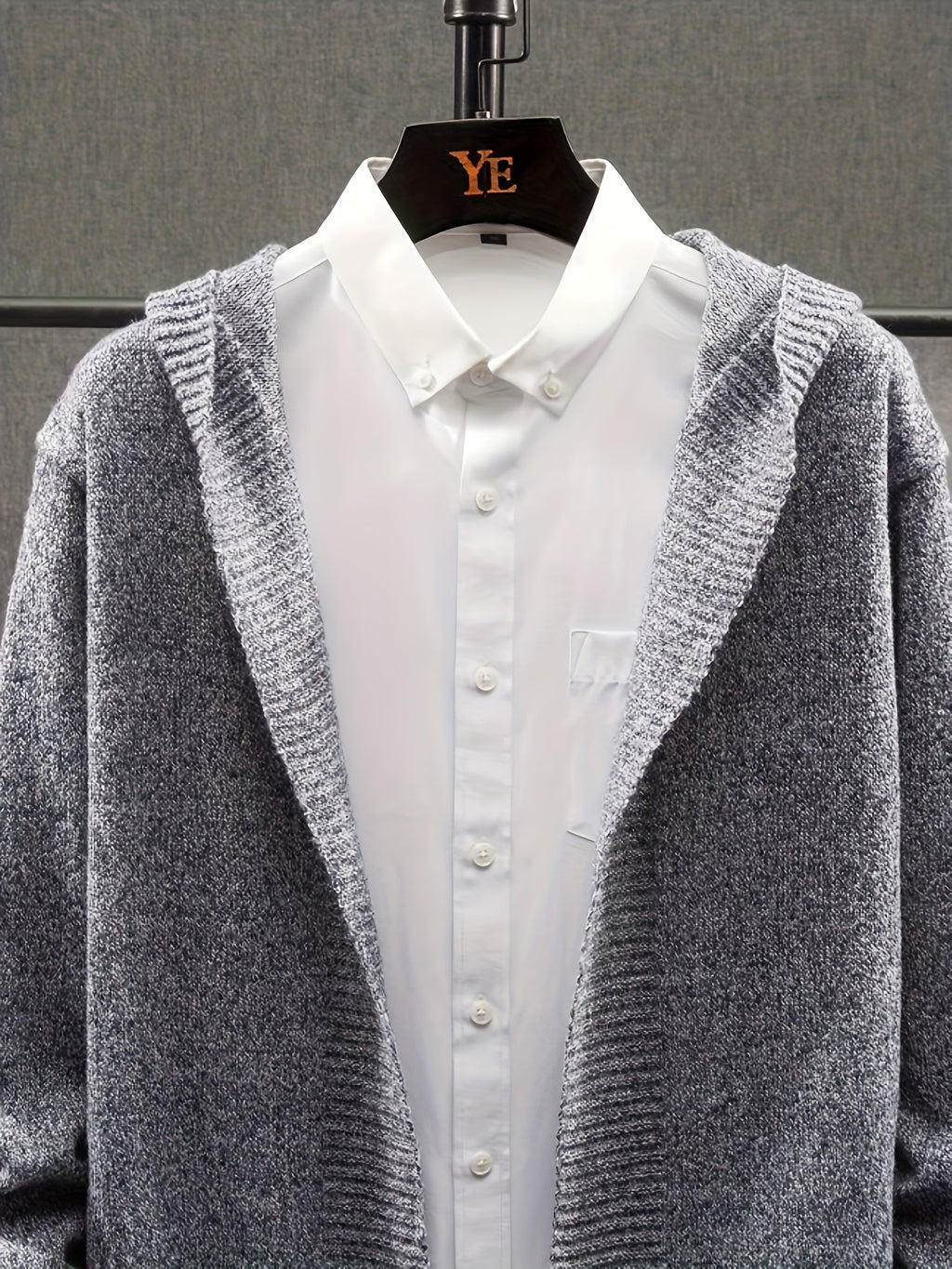 Fashionable Men'S Knitted Cardigan with a Hood, Suitable for Autumn And Winter - Dark Gray