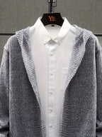 Fashionable Men'S Knitted Cardigan with a Hood, Suitable for Autumn And Winter - Dark Gray