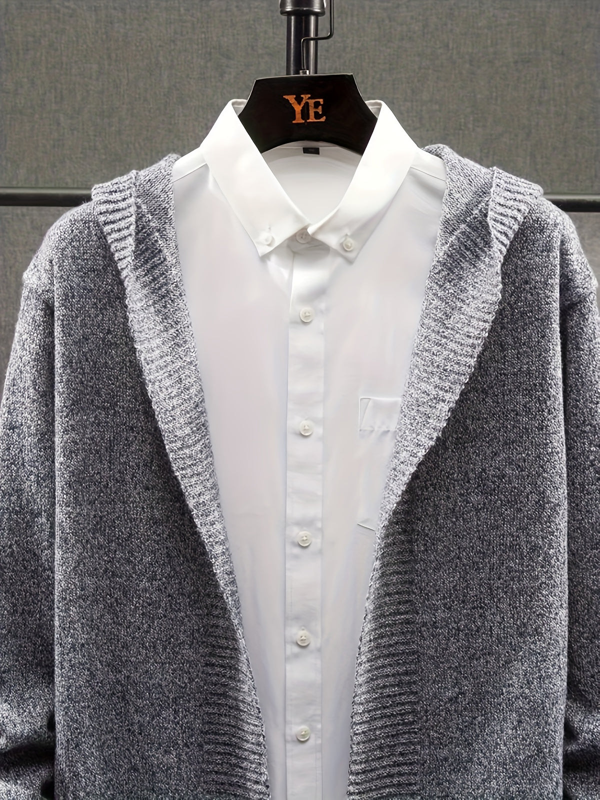 Fashionable Men'S Knitted Cardigan with a Hood, Suitable for Autumn And Winter - Dark Gray