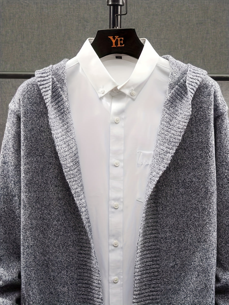 Fashionable Men'S Knitted Cardigan with a Hood, Suitable for Autumn And Winter - Dark Gray