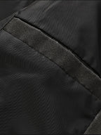 Distressed Washed Faux Denim Fabric, Stand Collar with Diagonal Zipper, Restoring American Retro Biker Style, Full Street Vibe - Black
