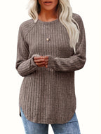 4pcs Set Women's Fashion Top, Autumn/winter Basic Style, Loose and Elegant Round Neck Long-sleeve Pullover - Mix color 5