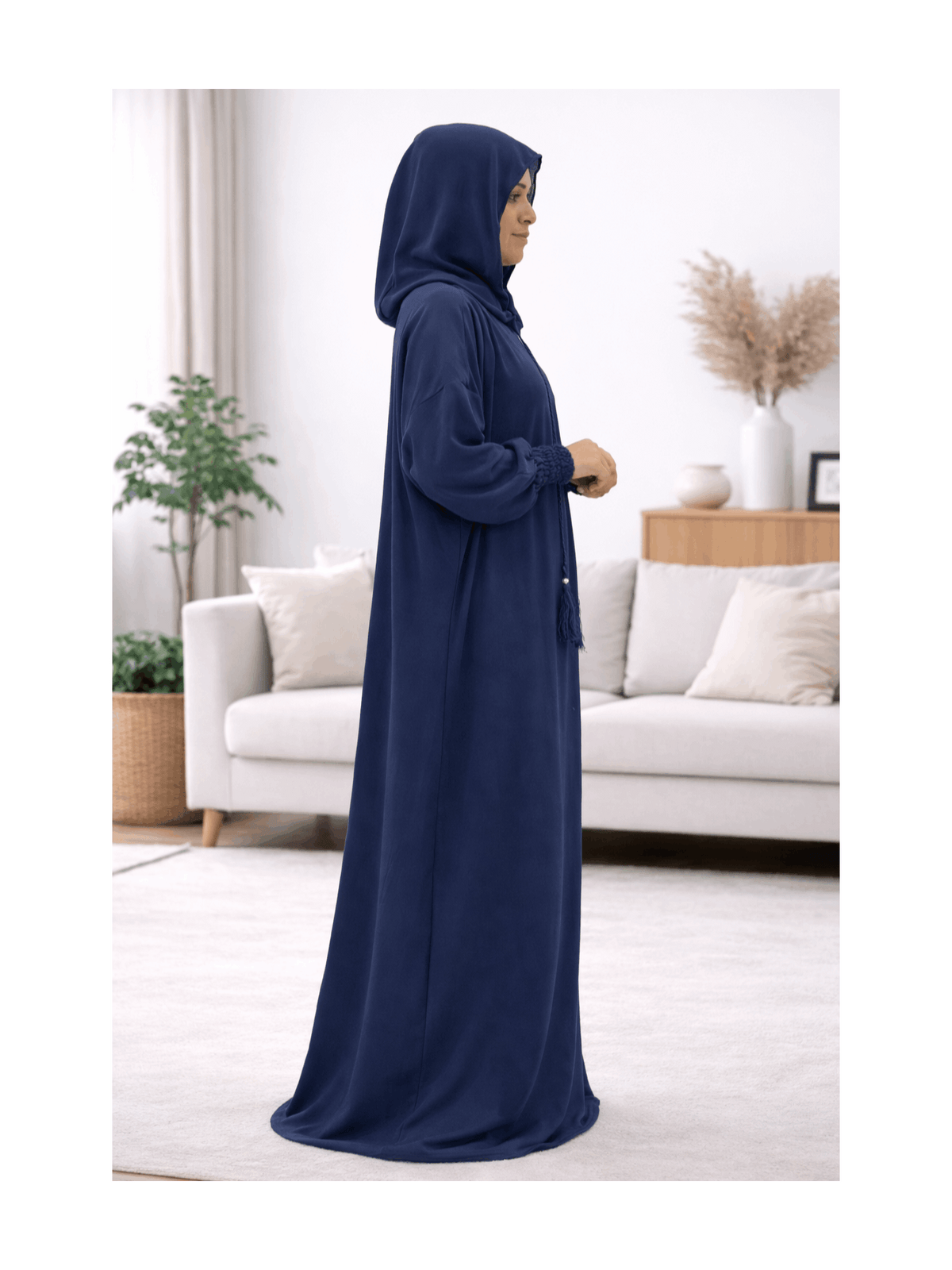 Prayer Dress For Women One Piece Long With Hijab Long Sleeve Beautiful Material Easy To Wear Best For Gift - Navy Color