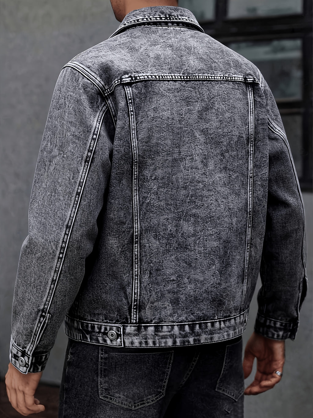 New Arrival: Snowflake Washed Trendy Denim Jacket - Dark Gray