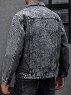 New Arrival: Snowflake Washed Trendy Denim Jacket - Dark Gray