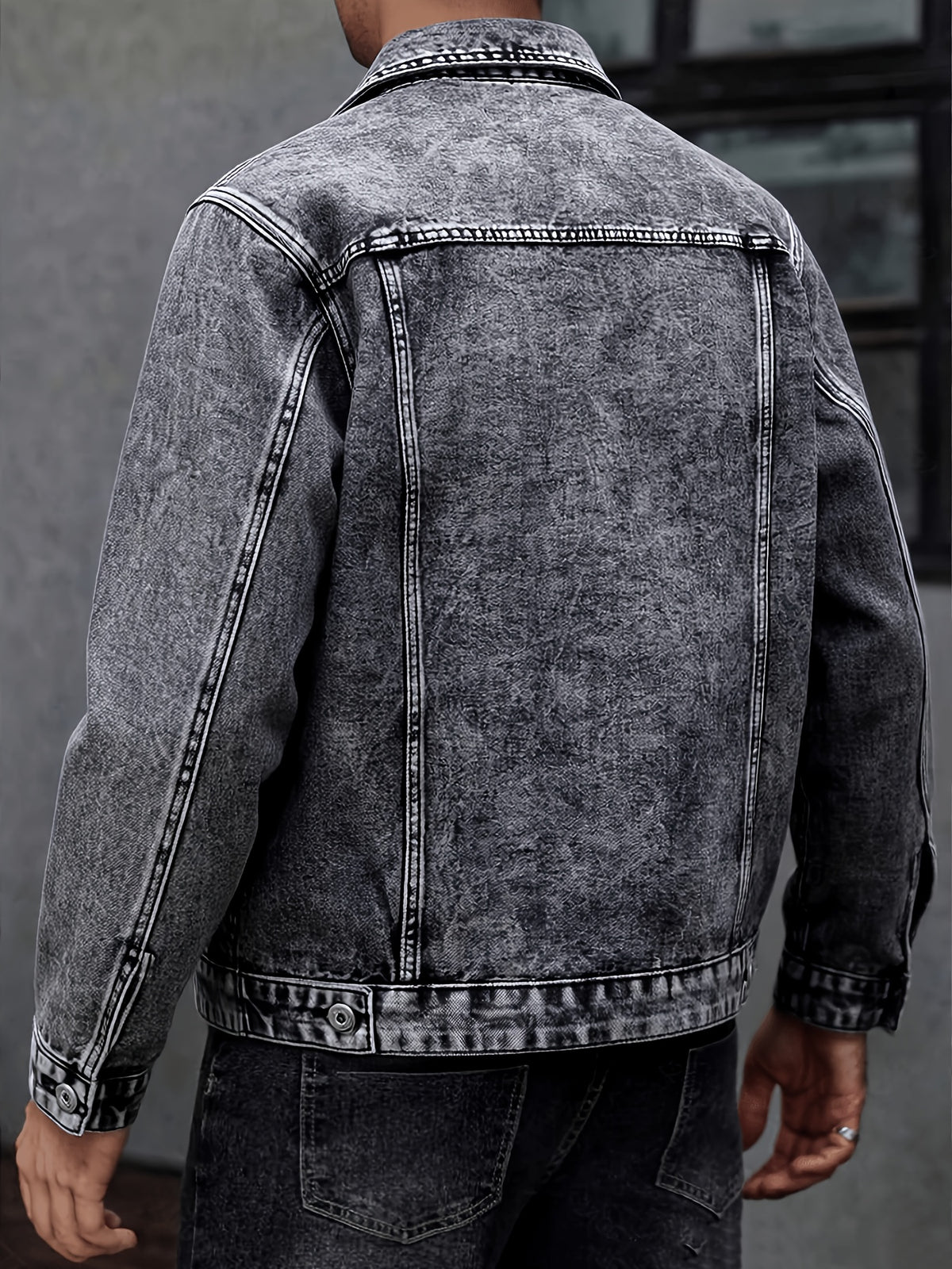 New Arrival: Snowflake Washed Trendy Denim Jacket - Dark Gray