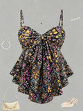 Women'S Elegant Textured Printed Fitted Cami Top, Versatile And Chic, Suitable for Vacation, Commute, And Casual Wear - Mixed colors