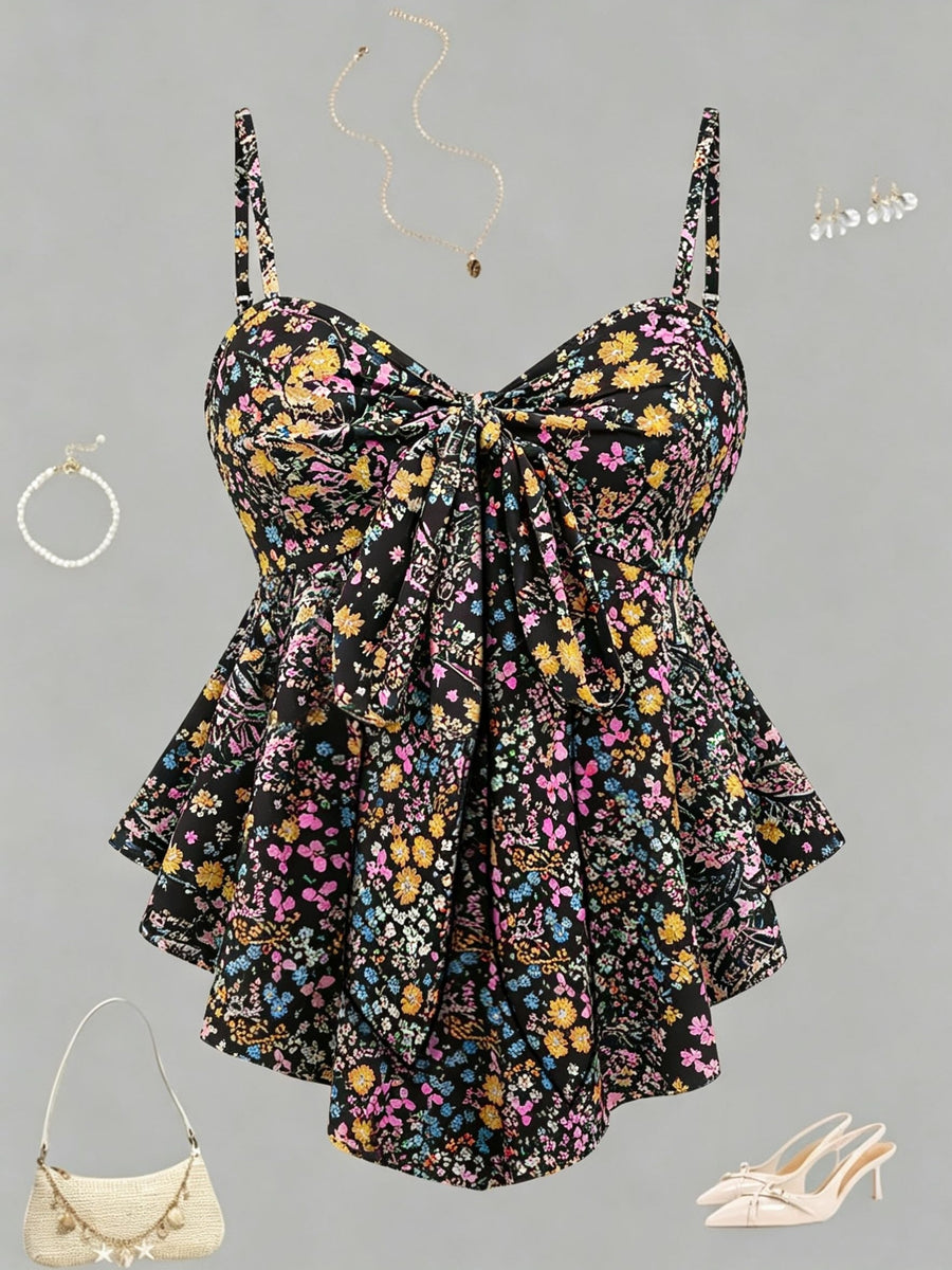 Women'S Elegant Textured Printed Fitted Cami Top, Versatile And Chic, Suitable for Vacation, Commute, And Casual Wear - Mixed colors