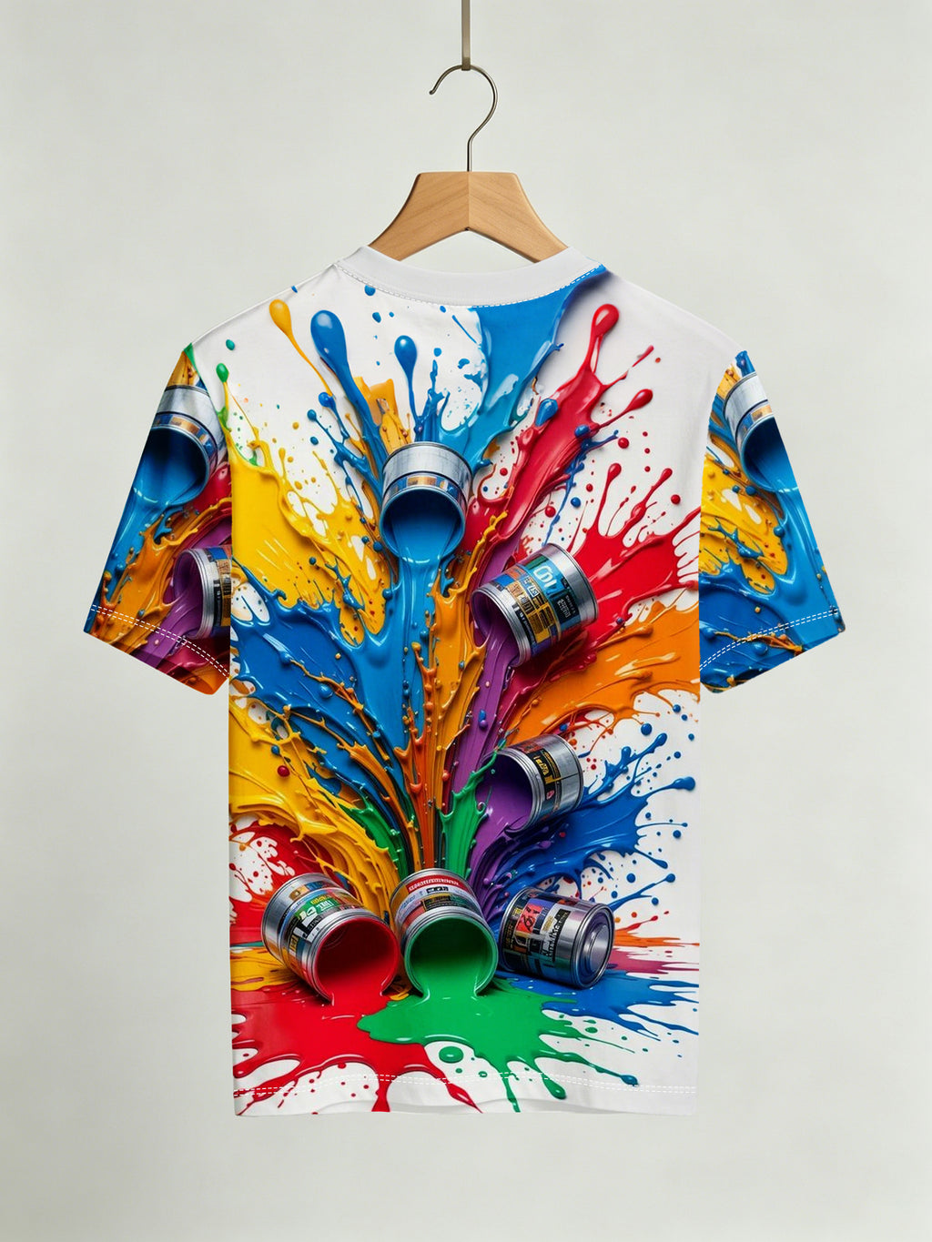 Men's Colorful Ink Splatter Art Print T-Shirt, Creative Trendy Versatile Short Sleeve - Mixed colors