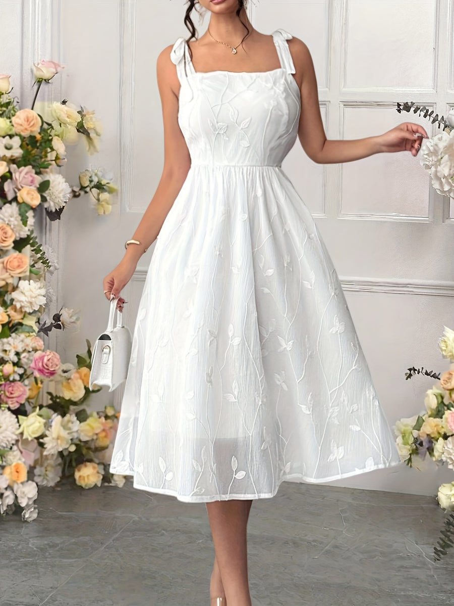 Women'S Elegant Clothing Bow Suspender Strappy Bandeau Style Bridesmaid Dress - White
