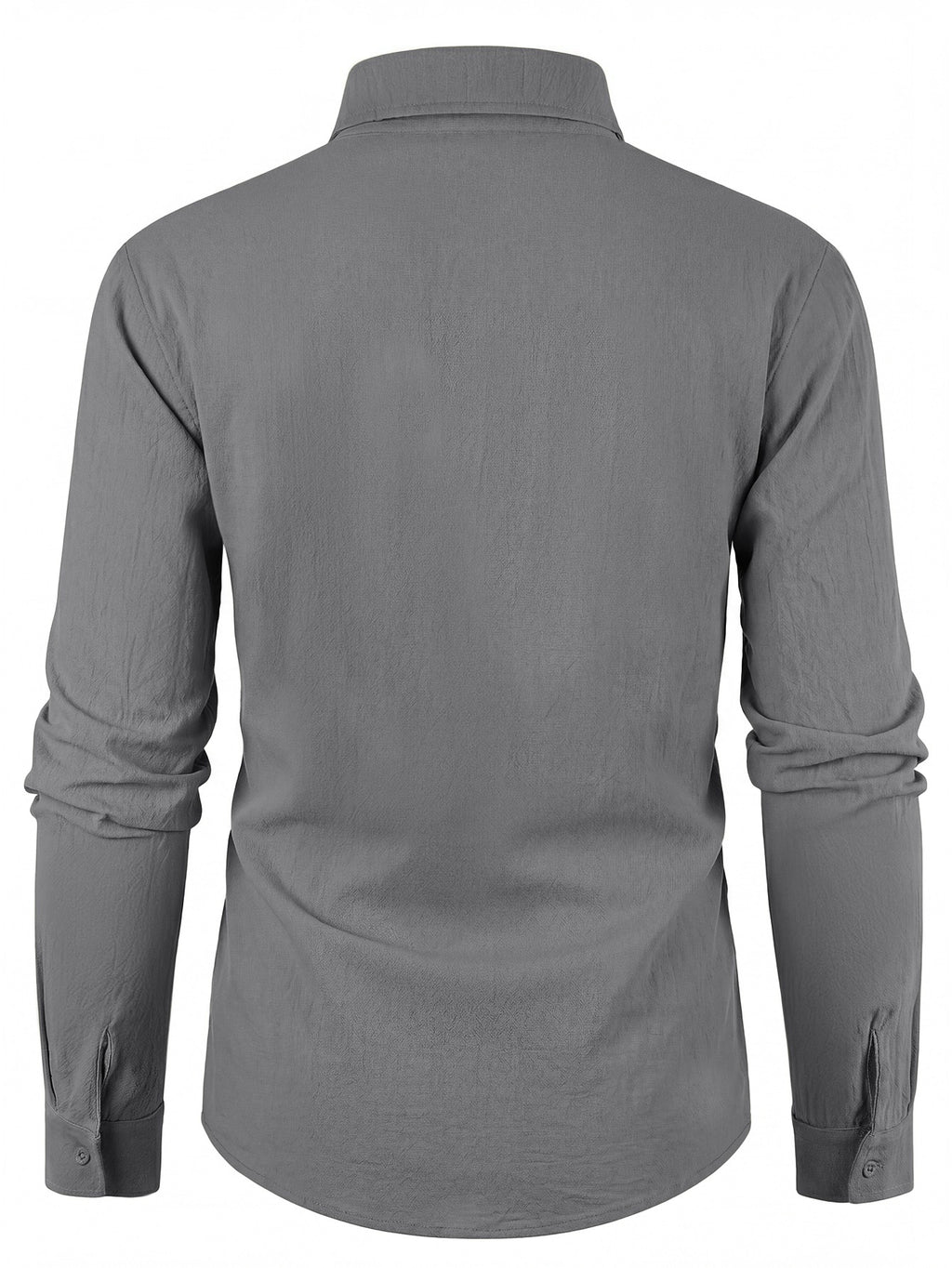 Spring/Autumn Men's California Letter Print Linen Shirt, Long Sleeve Lapel Button-Up Casual Beach Top - Grey