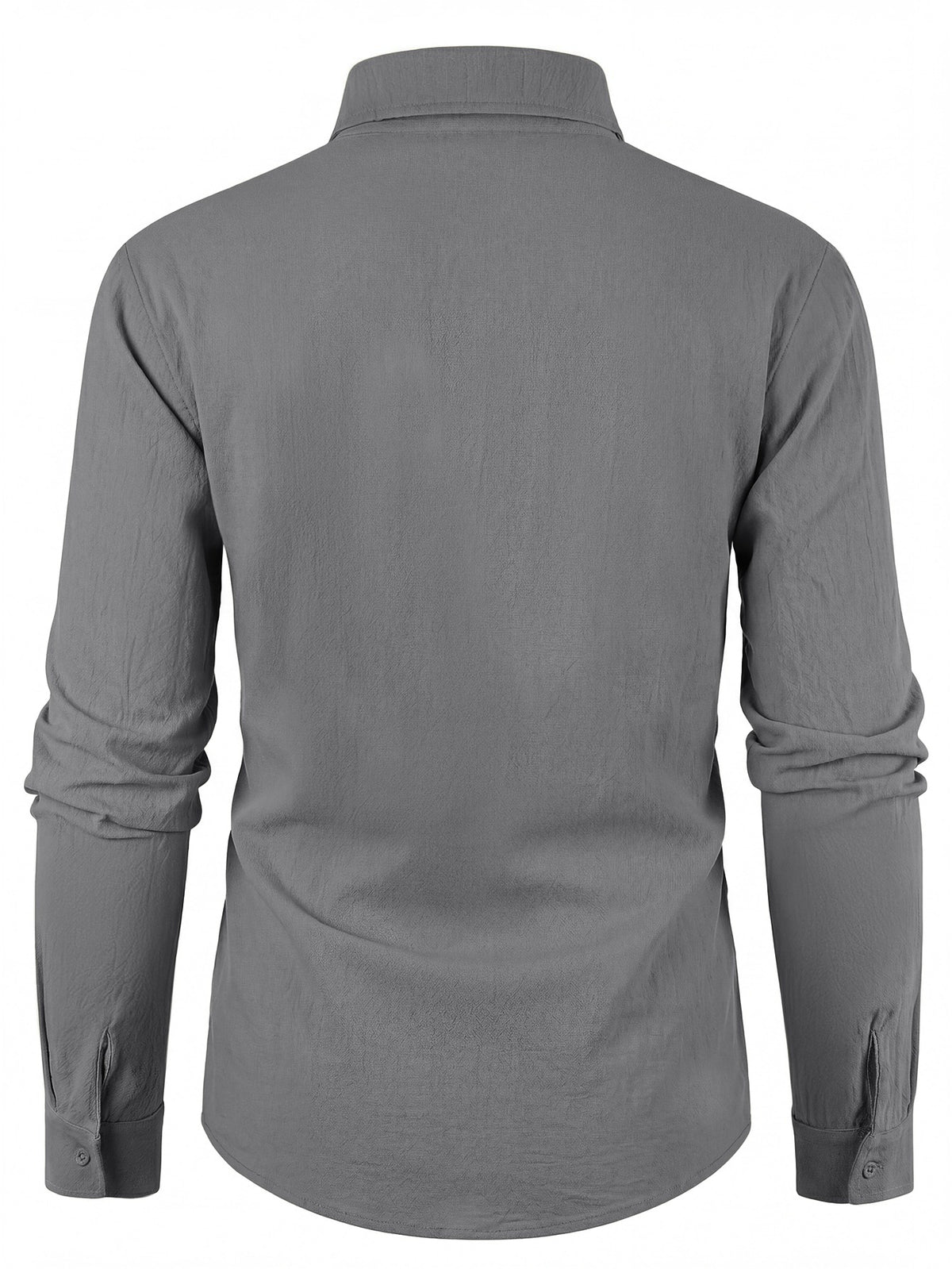 Spring/Autumn Men's California Letter Print Linen Shirt, Long Sleeve Lapel Button-Up Casual Beach Top - Grey