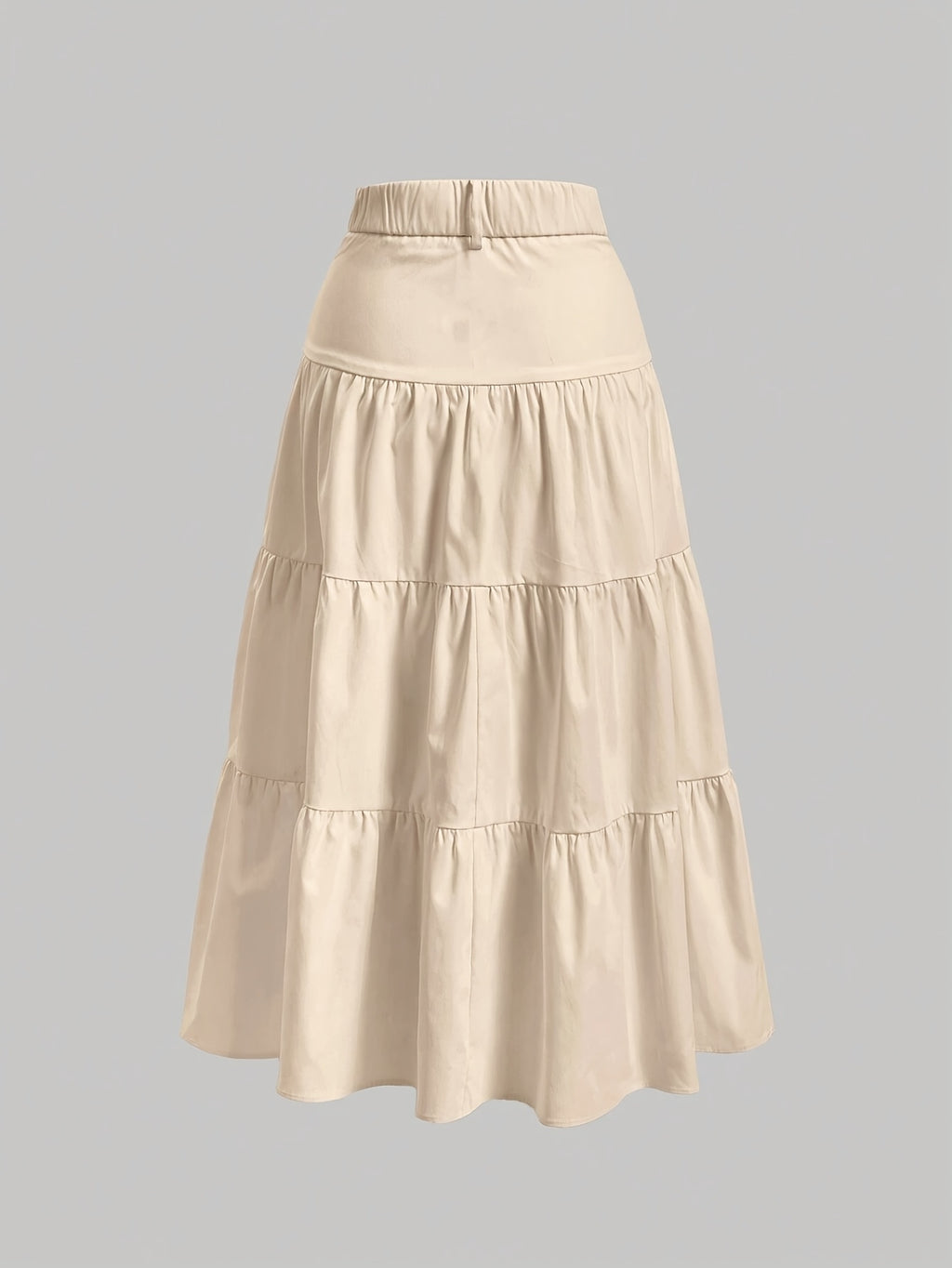 Women'S Solid High-Waist Half Skirt - Apricot