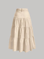 Women'S Solid High-Waist Half Skirt - Apricot