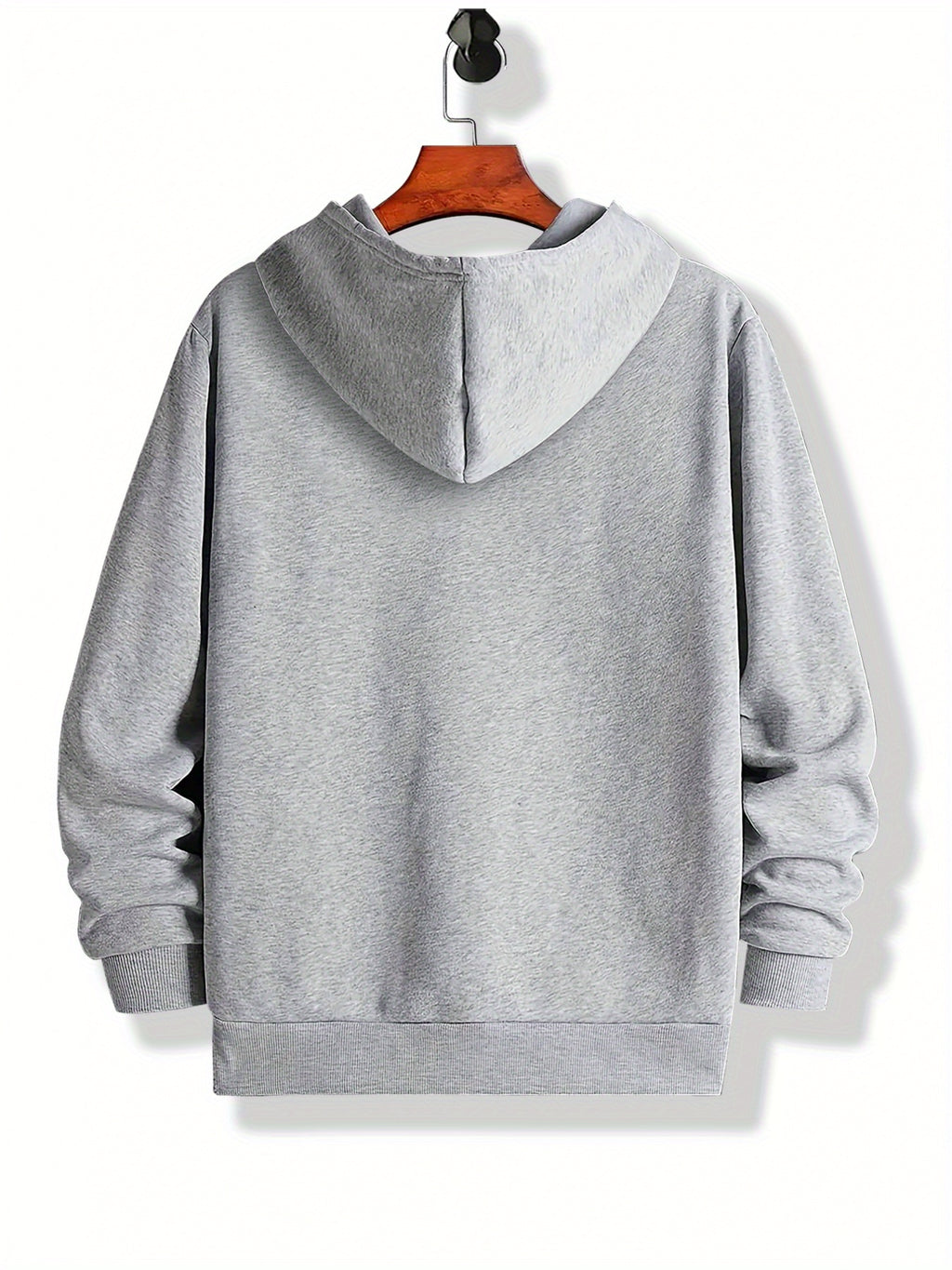 Print, Men'S Casual And Cozy Hoodies, Trendy Long Sleeve Hooded Sweatshirt, Casual Versatile Top for Autumn Winter - Light Grey