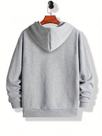 Print, Men'S Casual And Cozy Hoodies, Trendy Long Sleeve Hooded Sweatshirt, Casual Versatile Top for Autumn Winter - Light Grey