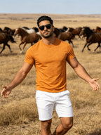 Fashion Athletic Men'S T-Shirt, Spring Summer New Style, Casual Versatile, Comfortable Breathable Lightweight, Trendy Slim Fit, Soft Skin-Friendly Fabric, Individual Premium - Orange