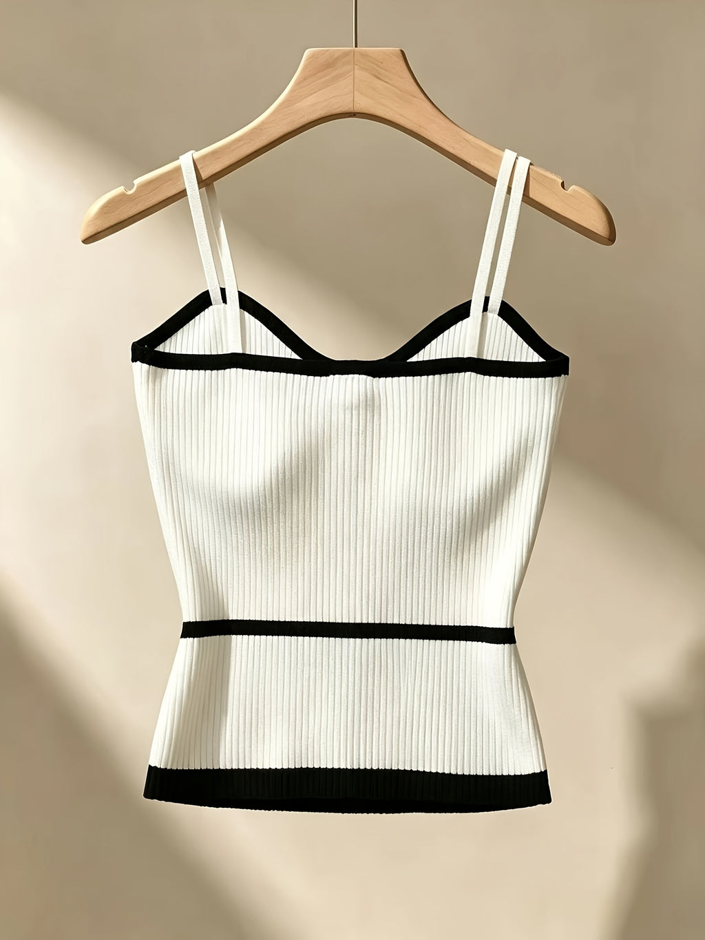 Women'S Contrast Color Patchwork Camisole Sweater (Size Runs Small, Recommend Up 1 Size) - White