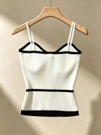 Women'S Contrast Color Patchwork Camisole Sweater (Size Runs Small, Recommend Up 1 Size) - White
