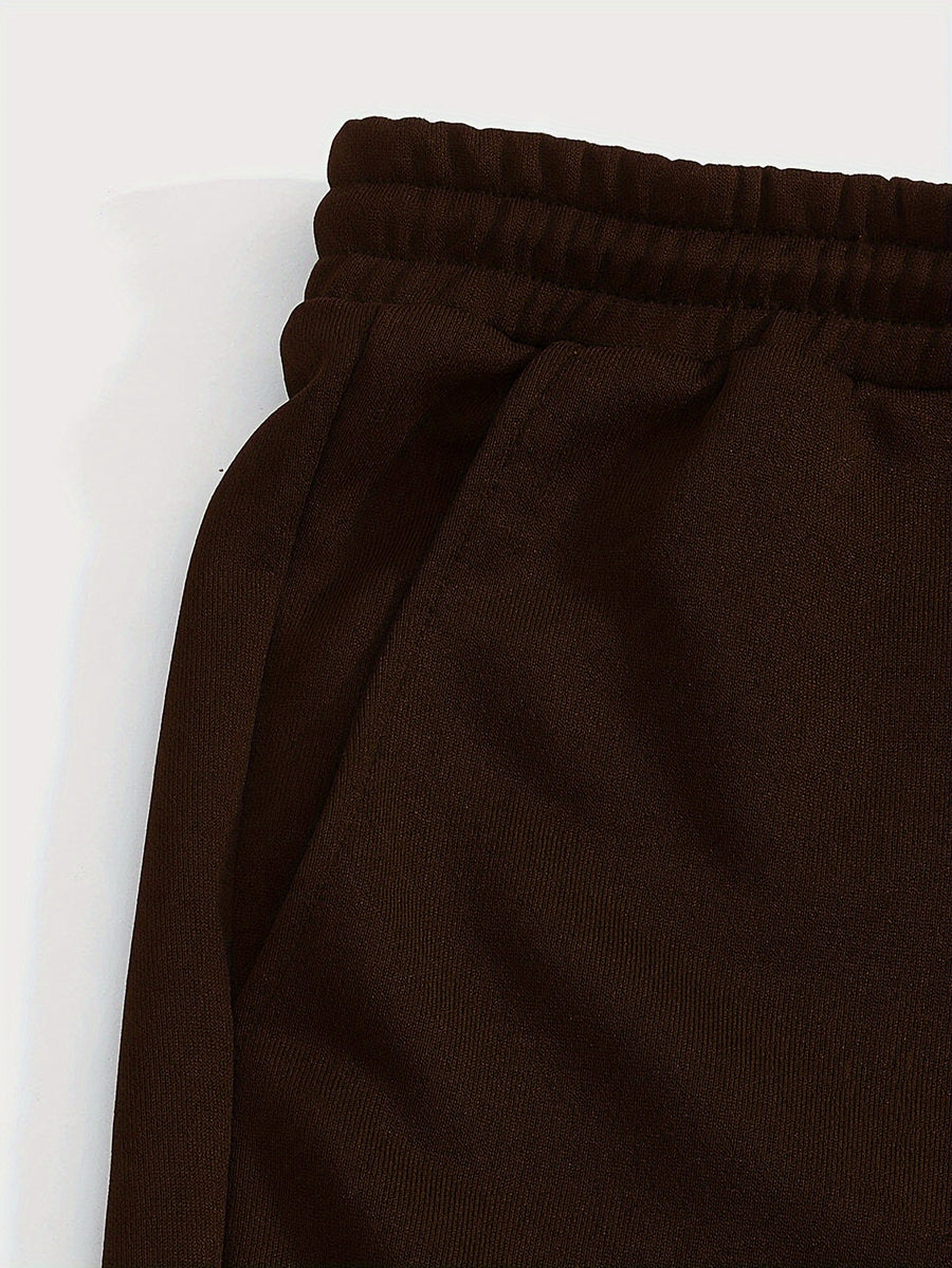 Women'S Casual Trendy Fashion Hoodie And Pants Set - Coffee Color