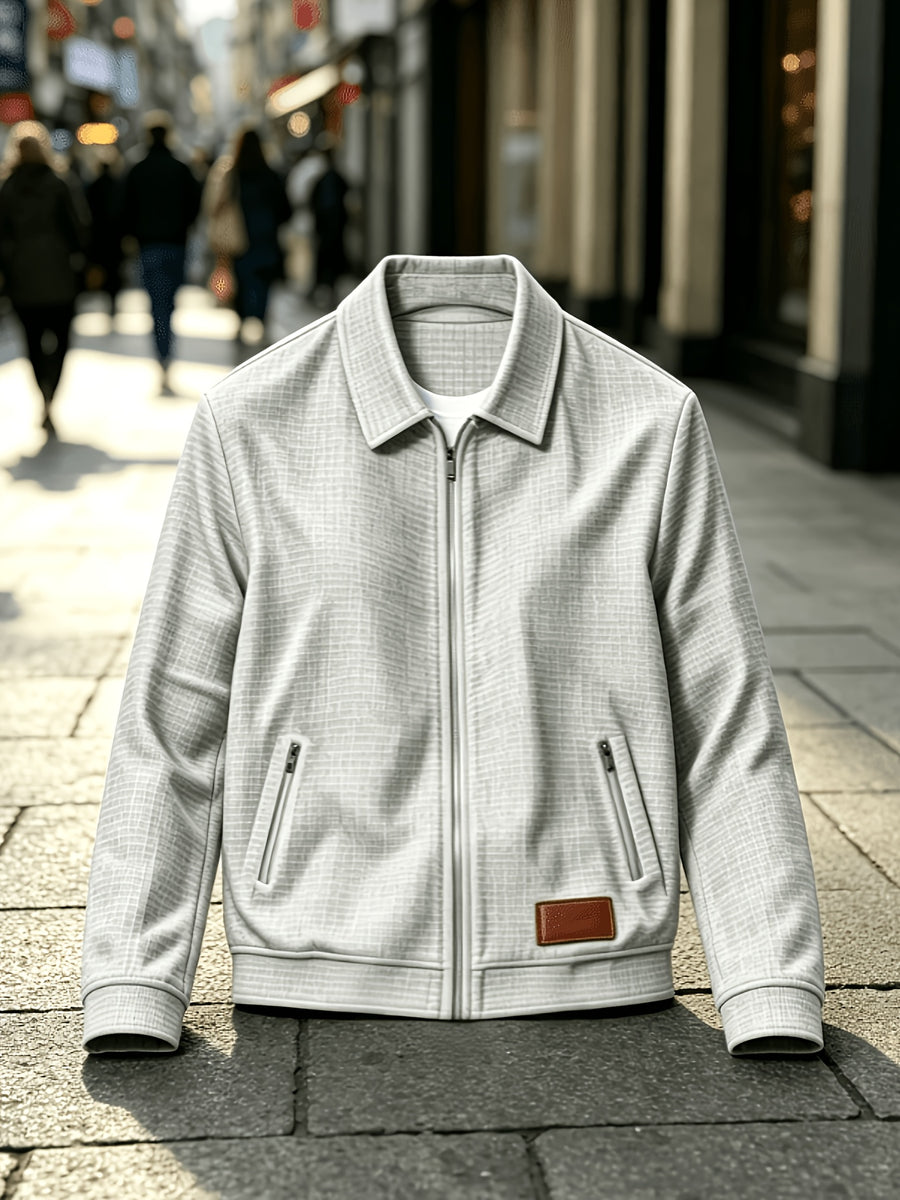 Men'S Fashion Waffle Collar Long Sleeve Open Front Cardigan Sweater Jacket - Grey