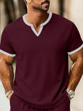 Business Elegant Solid Color V-Neck - Burgundy