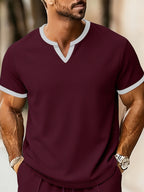 Business Elegant Solid Color V-Neck - Burgundy