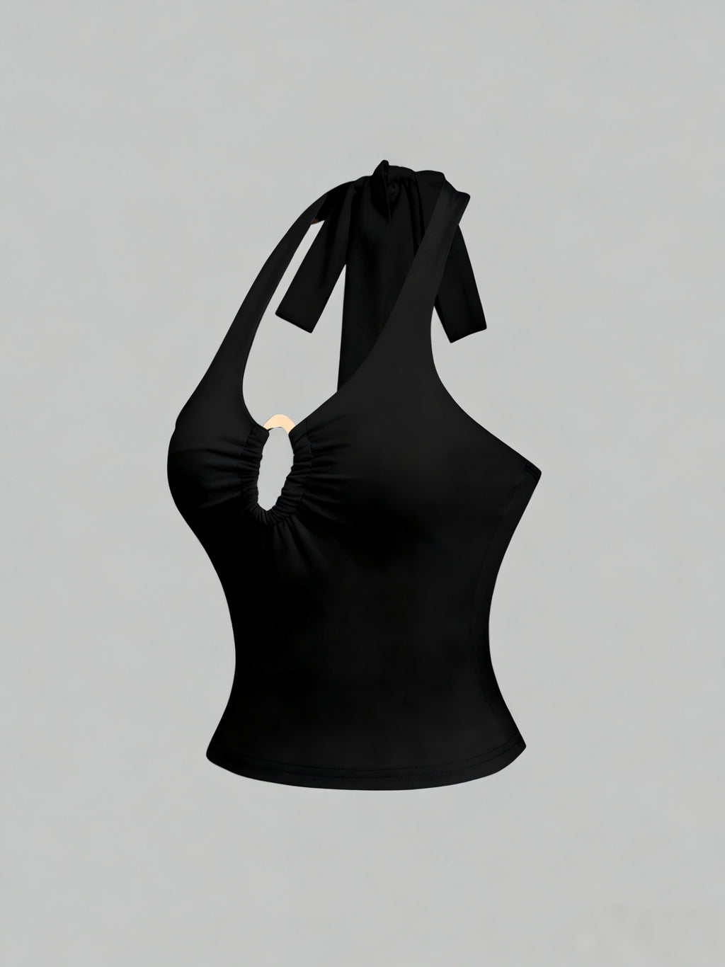 New Spring/Summer Style | Solid Color Halter Top | Slim Fit & Sexy | Elegant & Chic | Suitable for Vacation And Daily Wear - Black