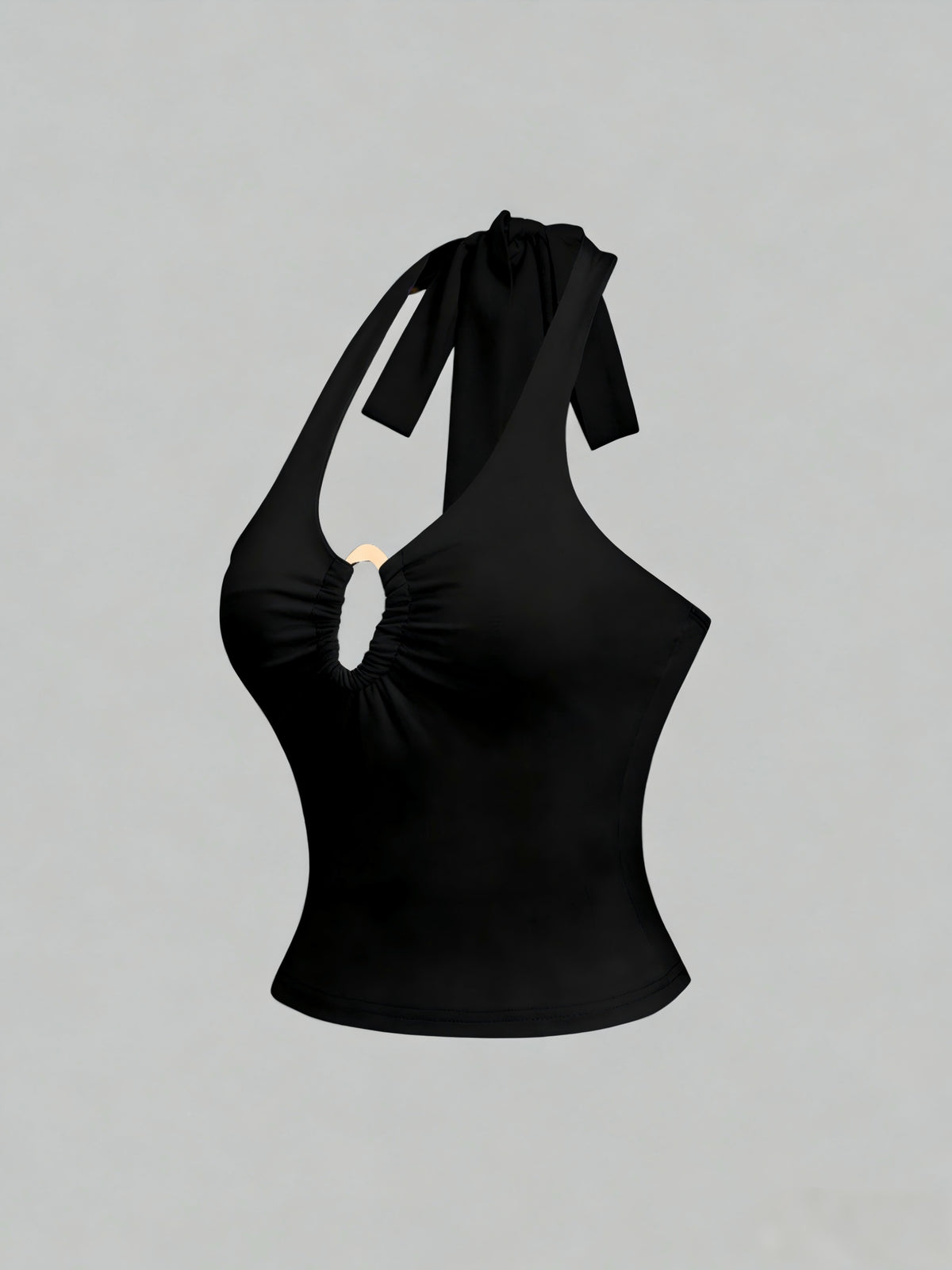 New Spring/Summer Style | Solid Color Halter Top | Slim Fit & Sexy | Elegant & Chic | Suitable for Vacation And Daily Wear - Black