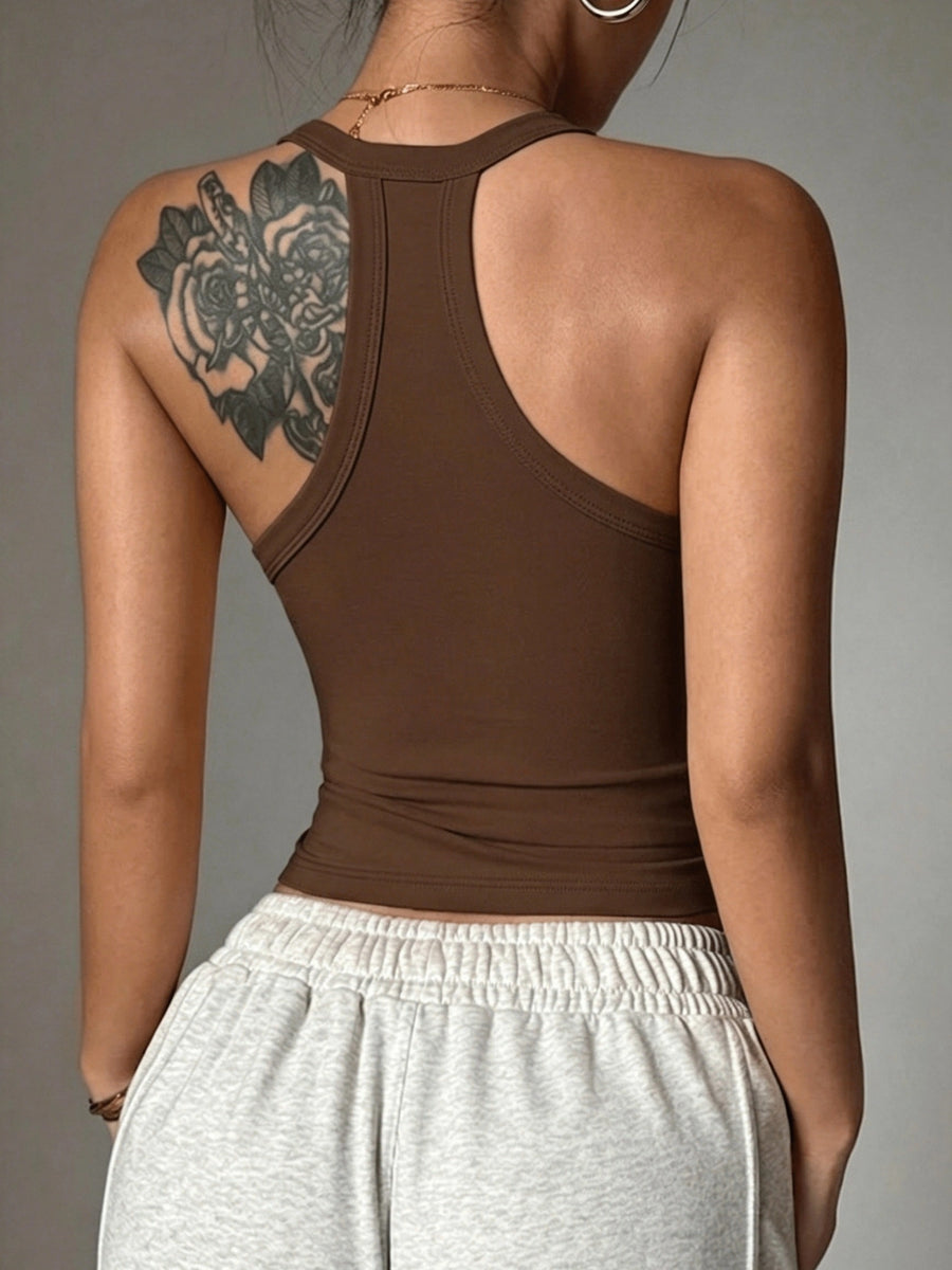 3pcs/set Y-back Cropped Tank Top, V-neck Sleeveless Slim-fit Basic T-shirt, Suitable for Daily and Casual Wear, Yoga, Running, Fitness, Stretchy Athletic Workout Tank Top, Breathable - White + Red Coffee + Black