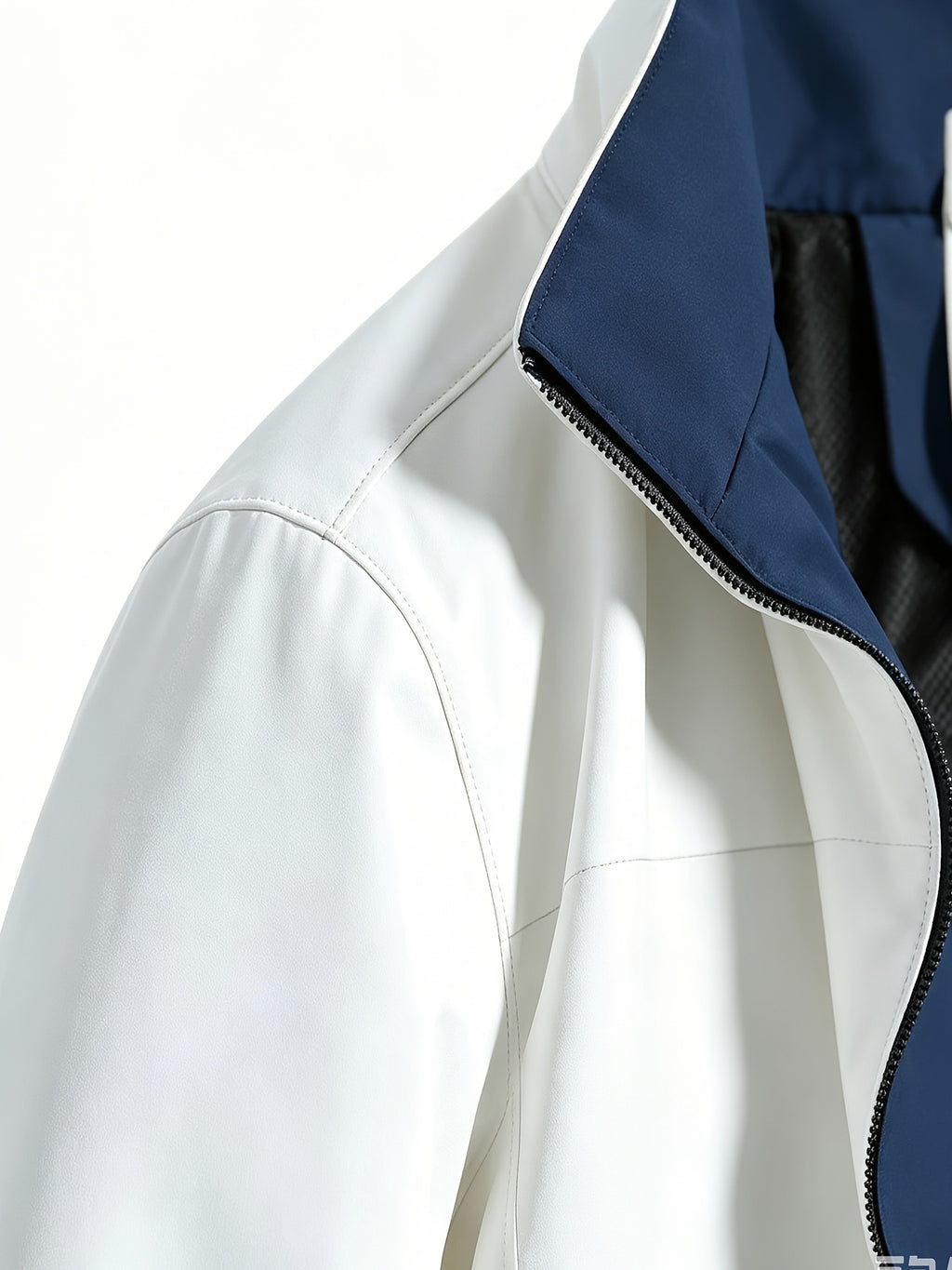NEW-YORK199X Patterned Contrast Lining Full-Zip Stand Collar Windproof Jacket, Unisex Spring/Autumn White Multi-Pocket Outdoor Windbreaker - White