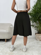 Summer Thin Loose Wide-Leg High-Waist Basic Style Casual Japanese Outer Wear Skirt - Black