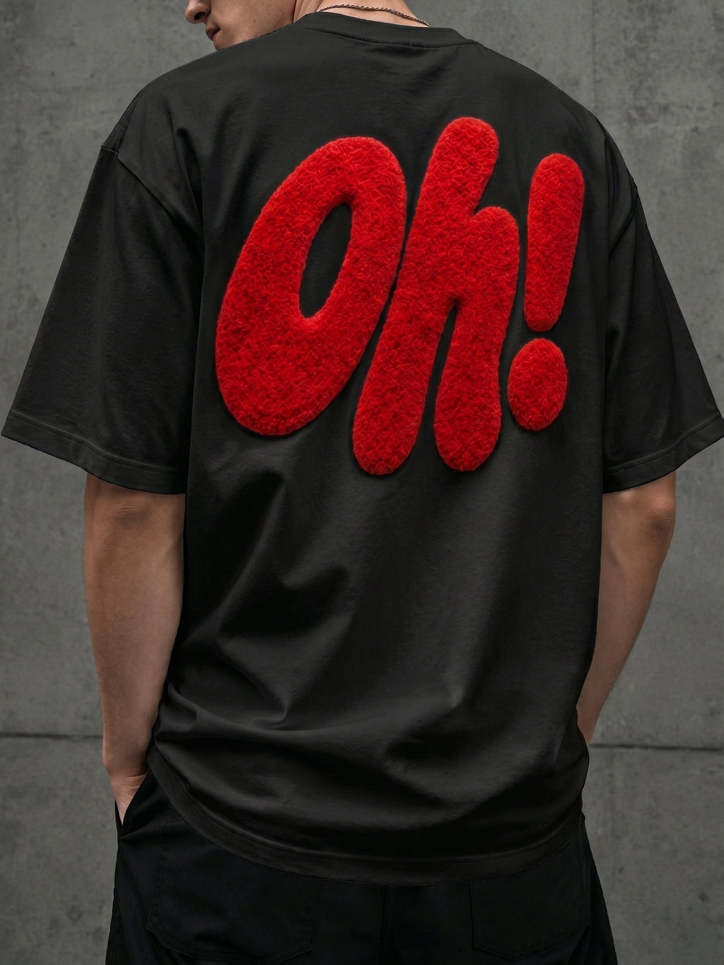 2026 Men'S Spring/Summer Letter Pattern Terry Cloth Embroidery Loose Crew Neck Short Sleeve T-Shirt, Casual Hip Hop Street Style, Unisex Loose Top, Multiple Colors Available, Couple Style - Black
