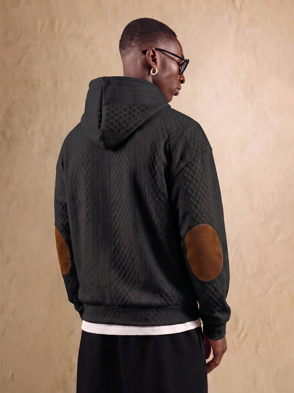 1 Men's Fashionable Casual Hooded Sweatshirt | High-End Skin-Friendly Soft Textured Jacquard Fabric | Hooded Button Design | Breathable and Warm | for Indoor Gatherings and Outdoor Sports | Wardrobe Essential for Casual Vacation Style | Suitable - Black