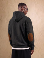 1 Men's Fashionable Casual Hooded Sweatshirt | High-End Skin-Friendly Soft Textured Jacquard Fabric | Hooded Button Design | Breathable and Warm | for Indoor Gatherings and Outdoor Sports | Wardrobe Essential for Casual Vacation Style | Suitable - Black
